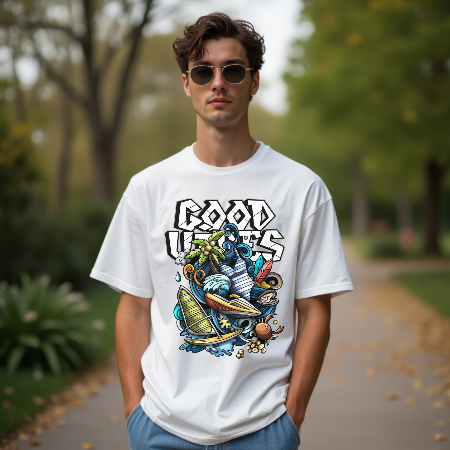 GOOD VIBES Graphic Oversized Tshirt - Premium Indian