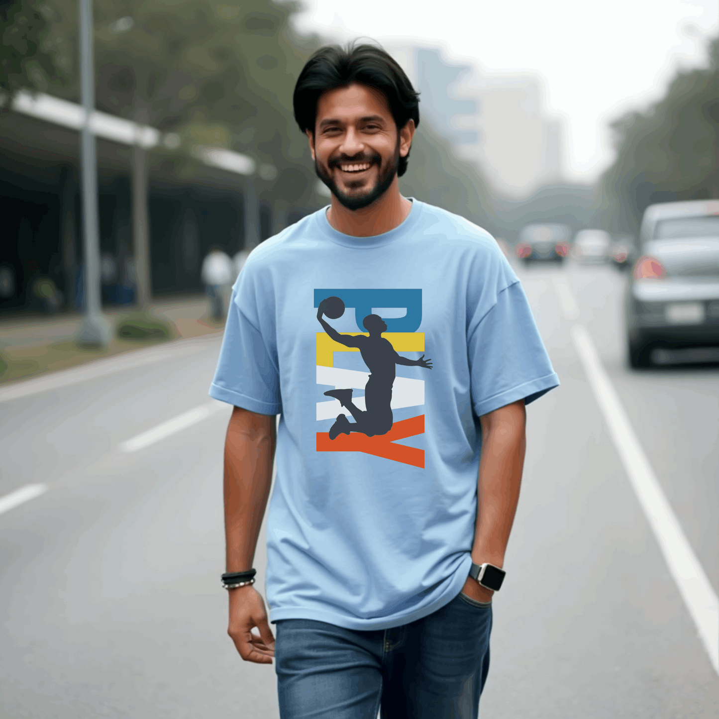 PLAY Basketball Silhouette Premium Oversized T-shirt | SereneCozy