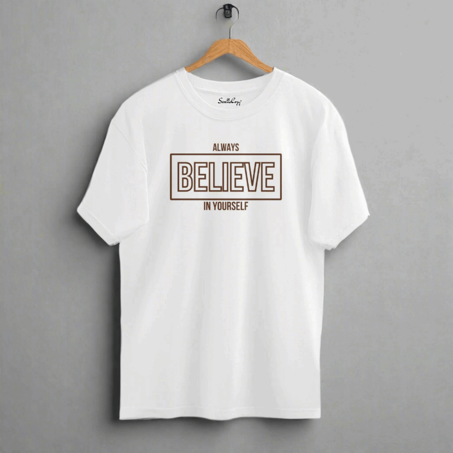 Self-Belief Believe in Yourself Motivational Oversized T-shirt White front