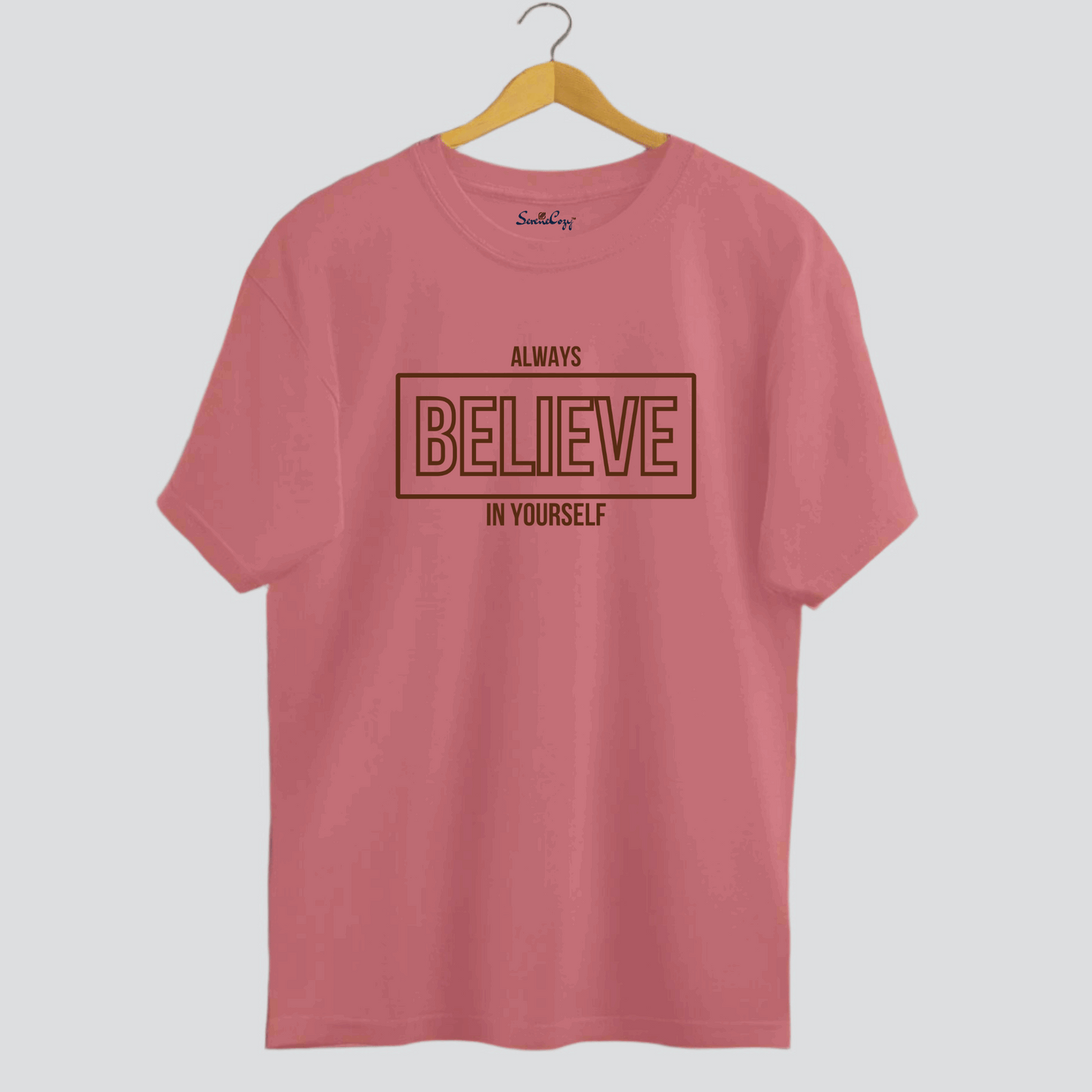 Self-Belief Believe in Yourself Motivational Oversized T-shirt Dusty Rose front
