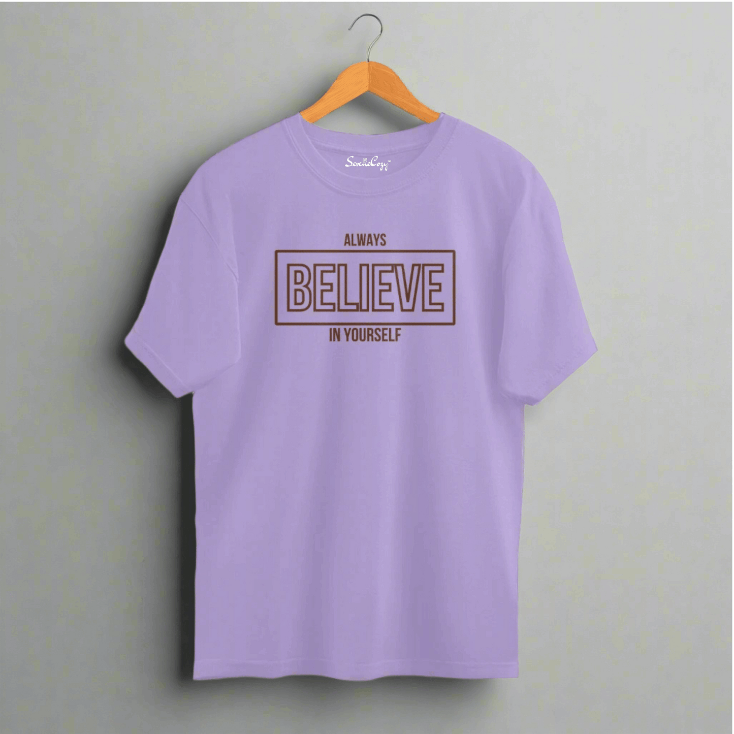 Self-Belief Believe in Yourself Motivational Oversized T-shirt Iris Lavender front