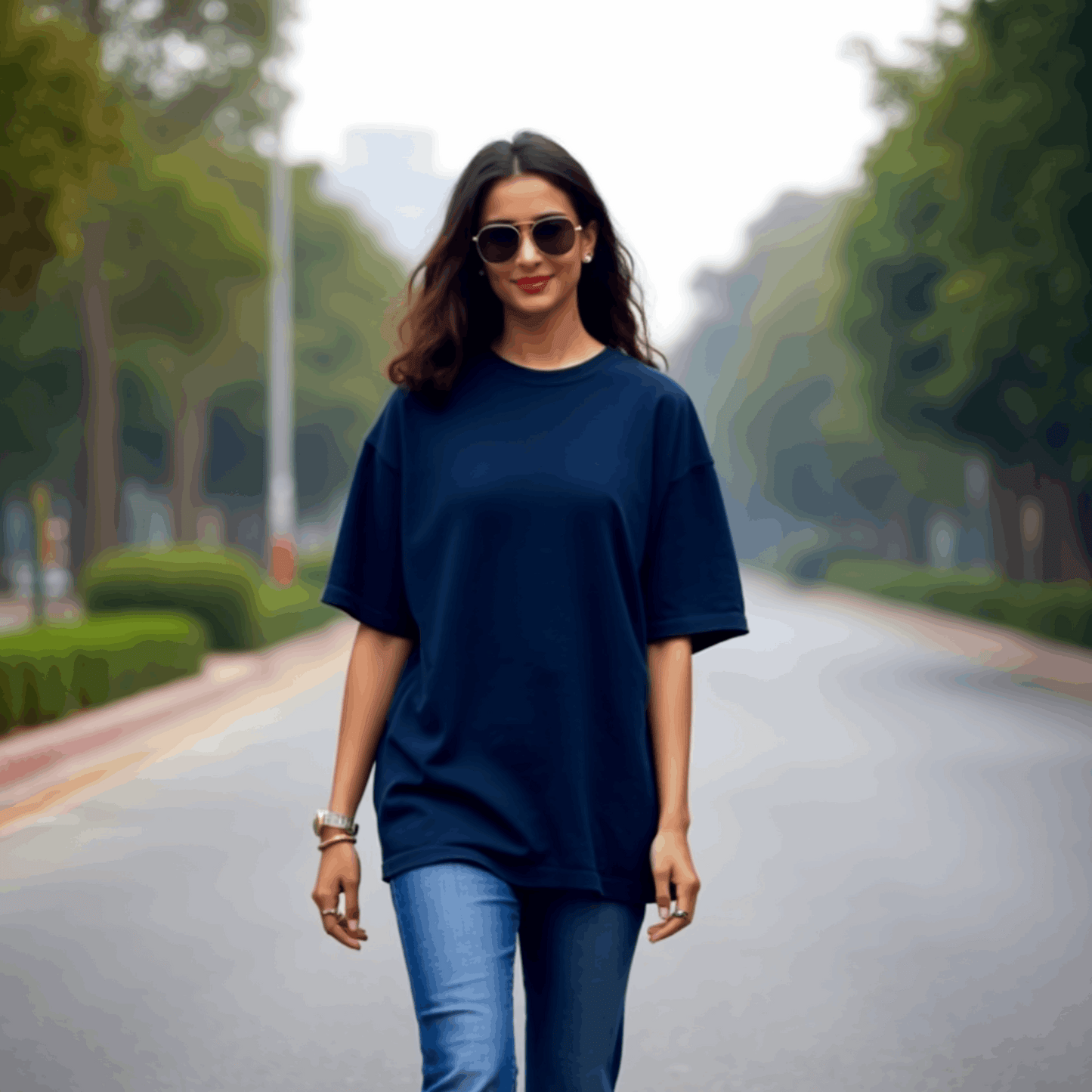 Premium Navy Blue Oversized T-shirt| Relaxed Fit