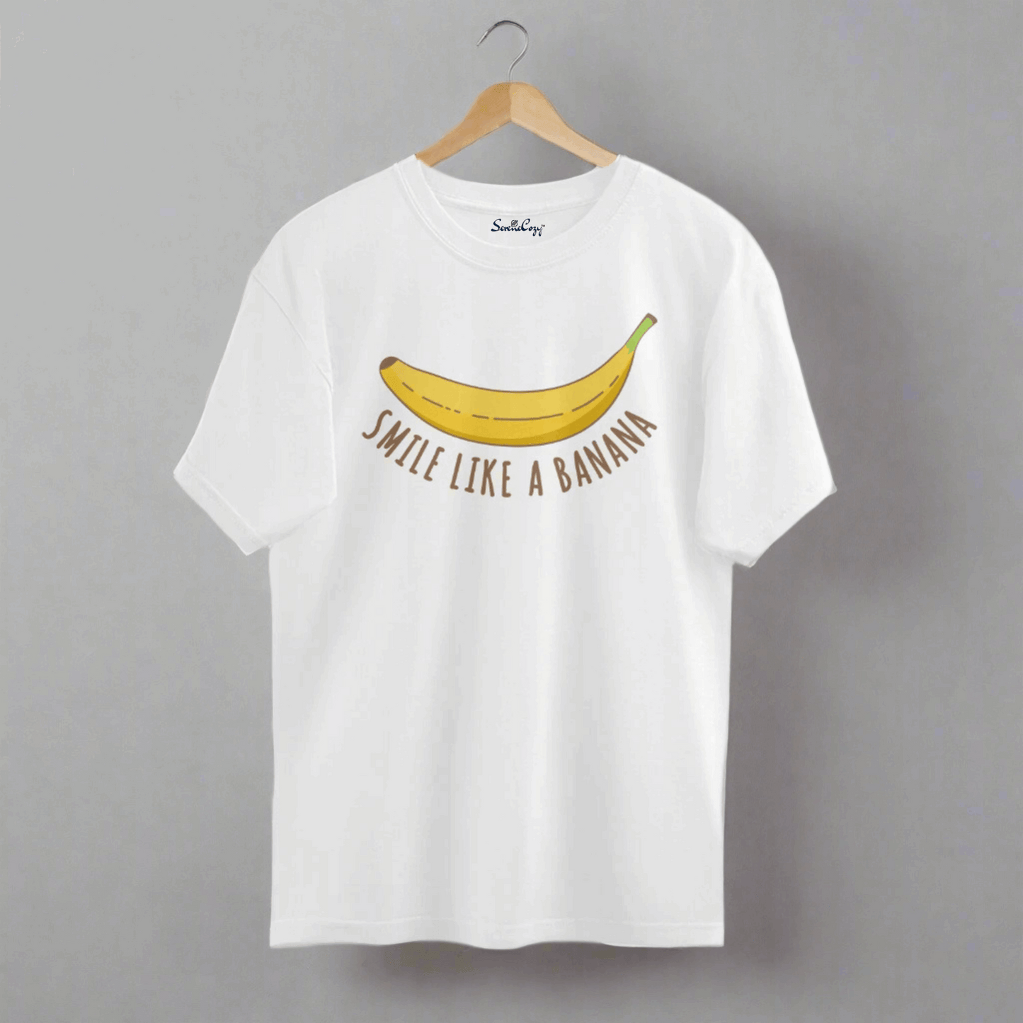 Smile Like a Banana Oversized T-Shirt Fun & Quirky White front