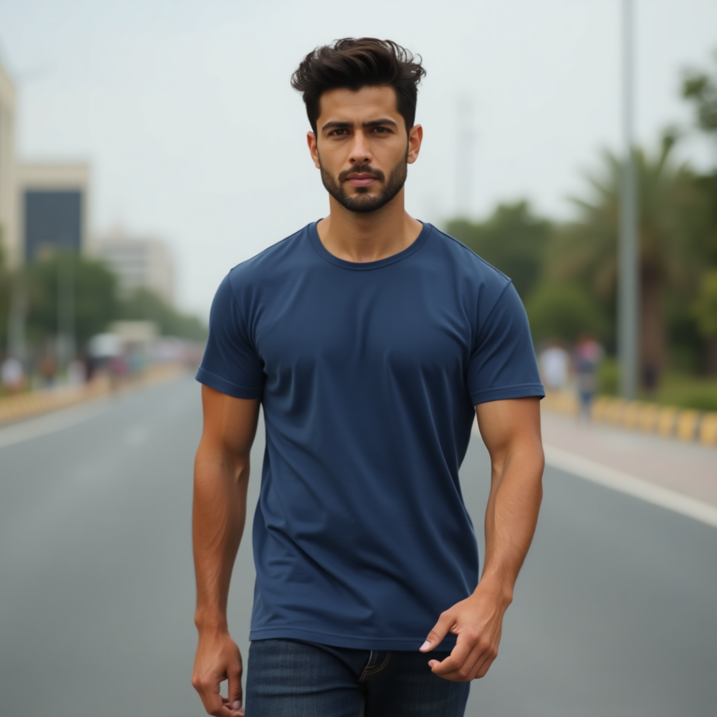 Classic Smoke Blue color T-Shirt for Men | Premium Quality