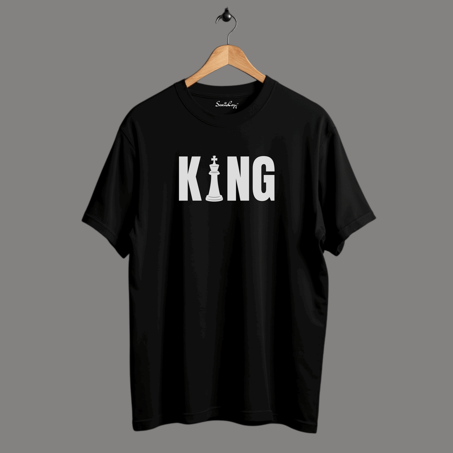 Royal Chess King Oversized Premium Black T-shirt | SereneCozy