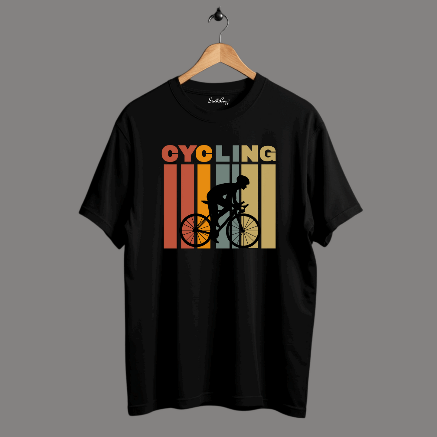 Dynamic Cycling Silhouette Premium Oversized T-shirt | SereneCozy