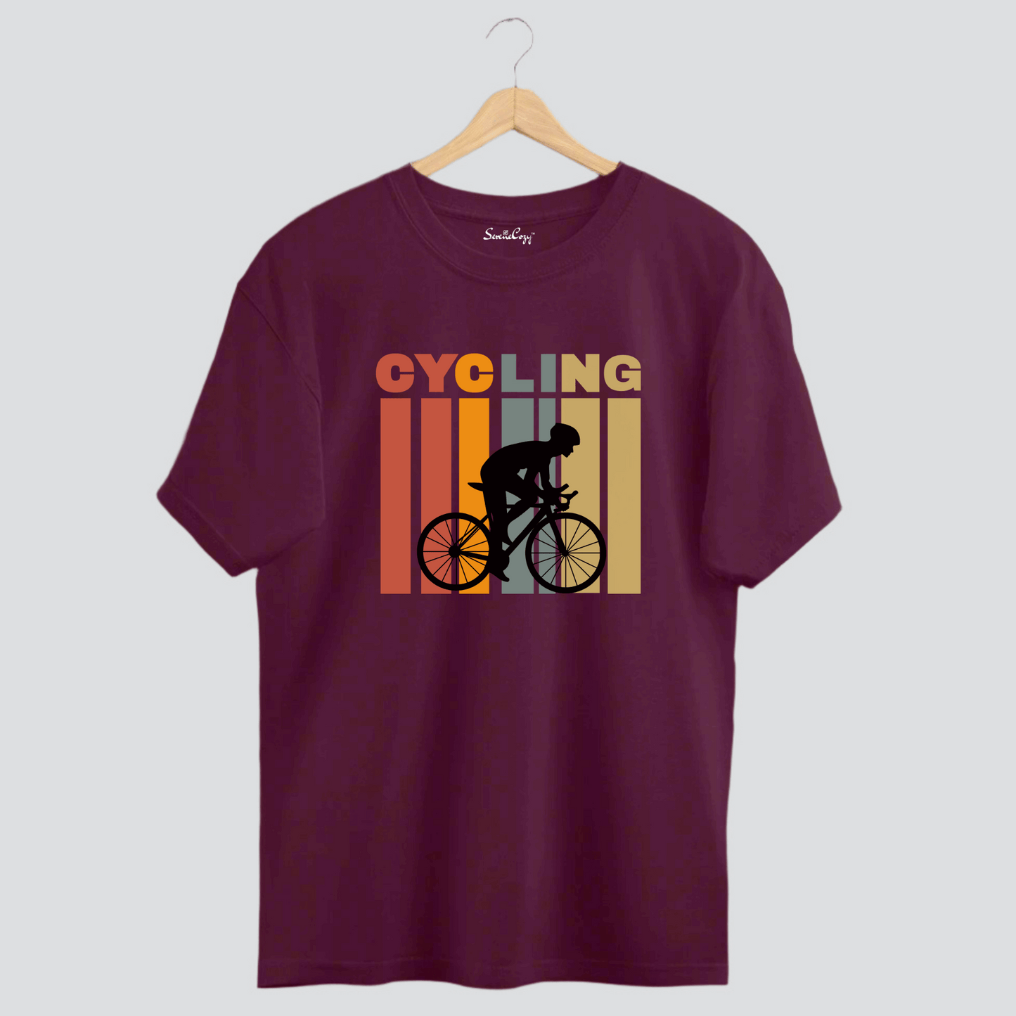 Dynamic Cycling Silhouette Premium Oversized T-shirt | SereneCozy