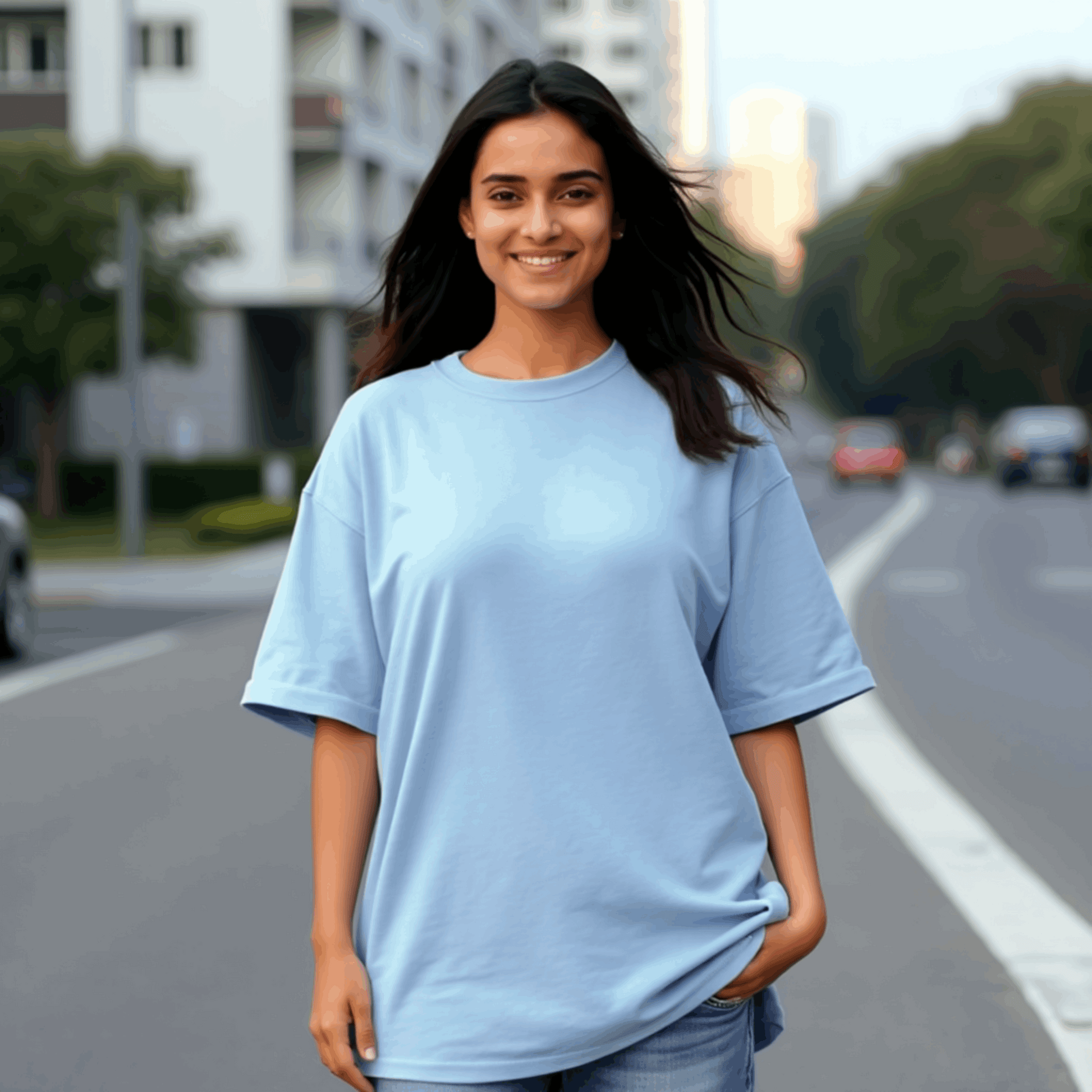 Premium Baby Blue Oversized T-shirt| Relaxed Fit