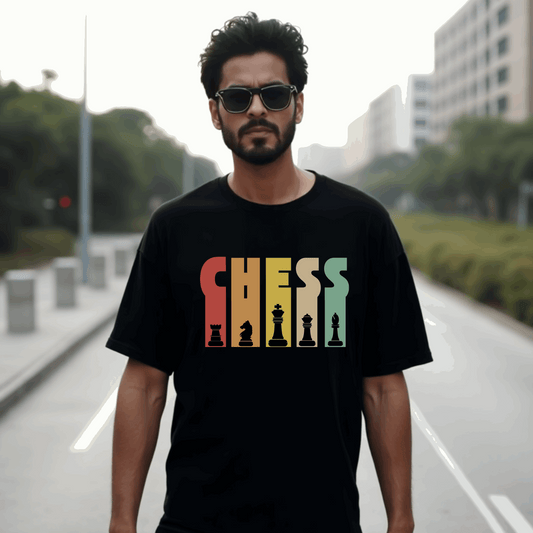 Strategic Chess Pieces Premium Silhouette Oversized T-shirt | SereneCozy