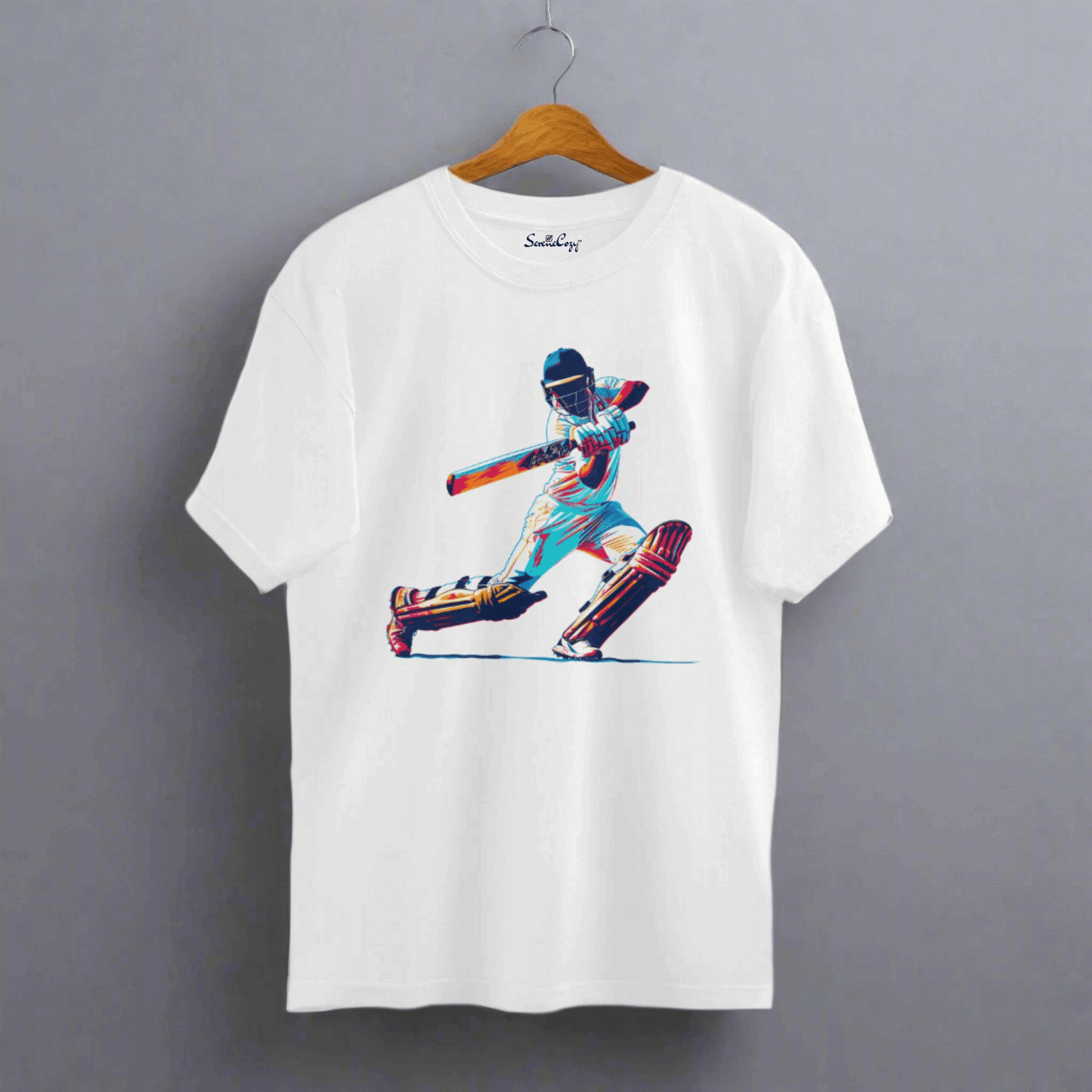 Knock It Out of the Park Cricket Lover's Batting Oversized T-Shirt White front