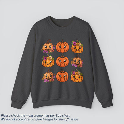 Cute Kawaii Halloween Floral Pumpkin Halloween Sweatshirt