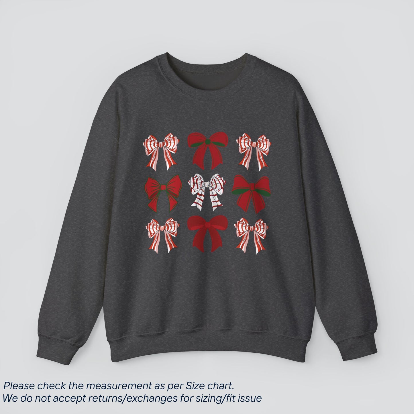 Christmas Bow Pattern Sweatshirt - Festive Holiday Gift  Premium US Cotton