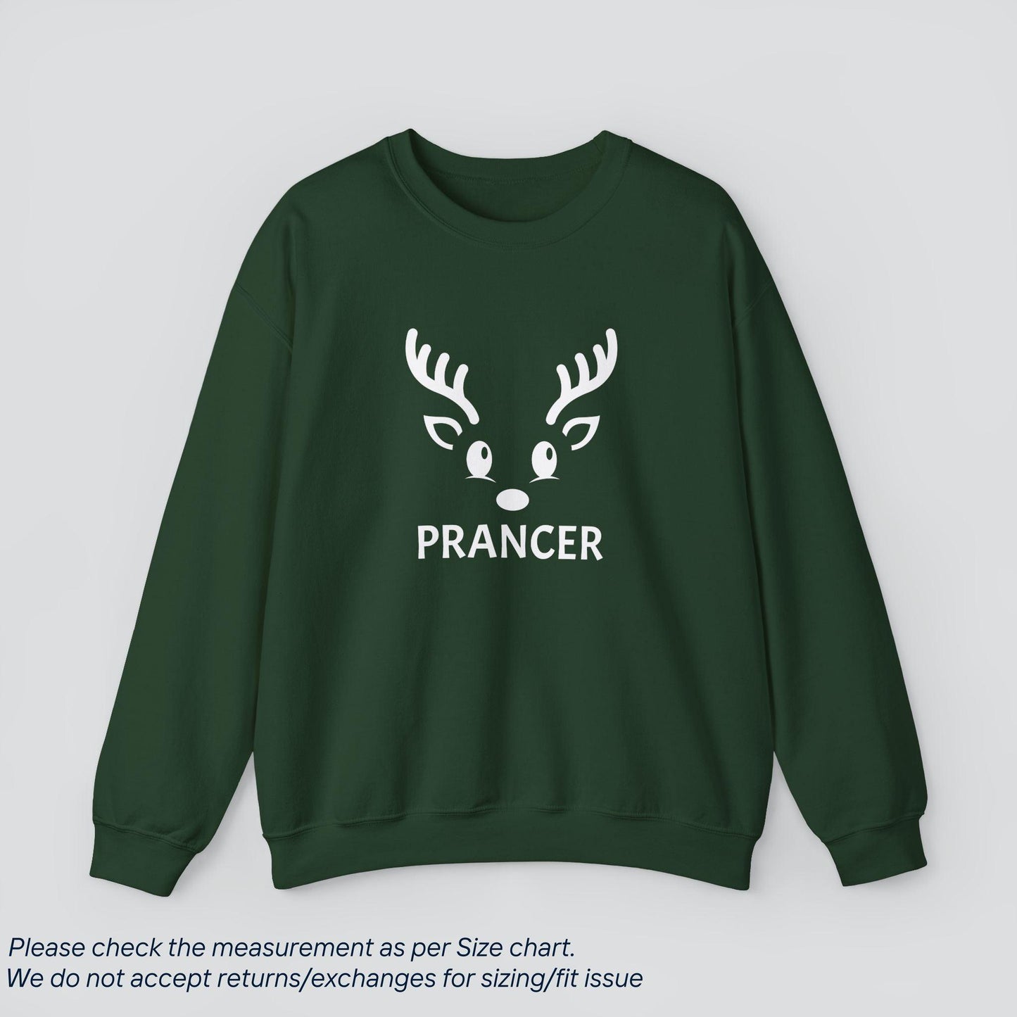 Prancer's Elegant Christmas Crew Sweatshirt - Cozy US Cotton