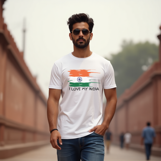 I Love My India Men's Tshirts | Indian Flag Patriotic Wear