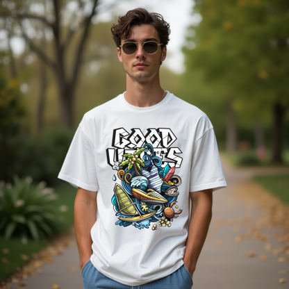 GOOD VIBES Graphic Oversized Tshirt - Premium Indian