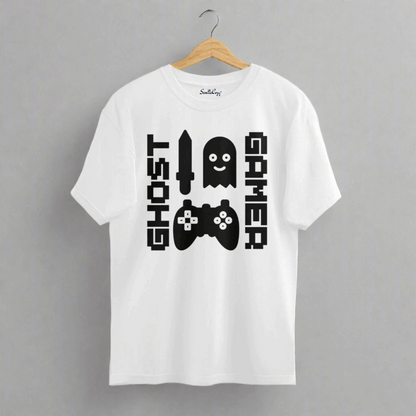 Ghost Gamer White Oversized T-Shirt front
