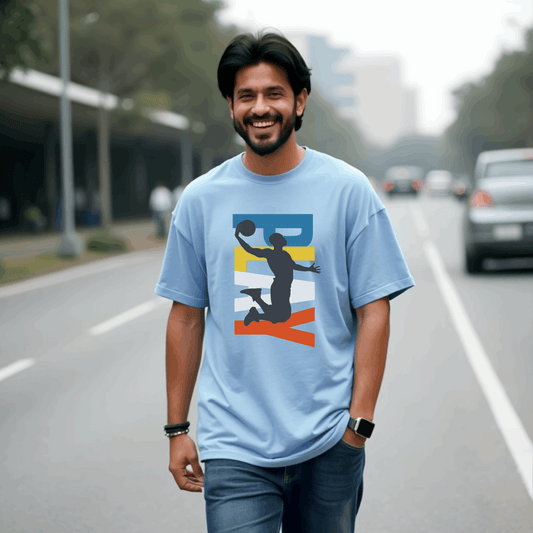 PLAY Basketball Silhouette Premium Oversized T-shirt | SereneCozy