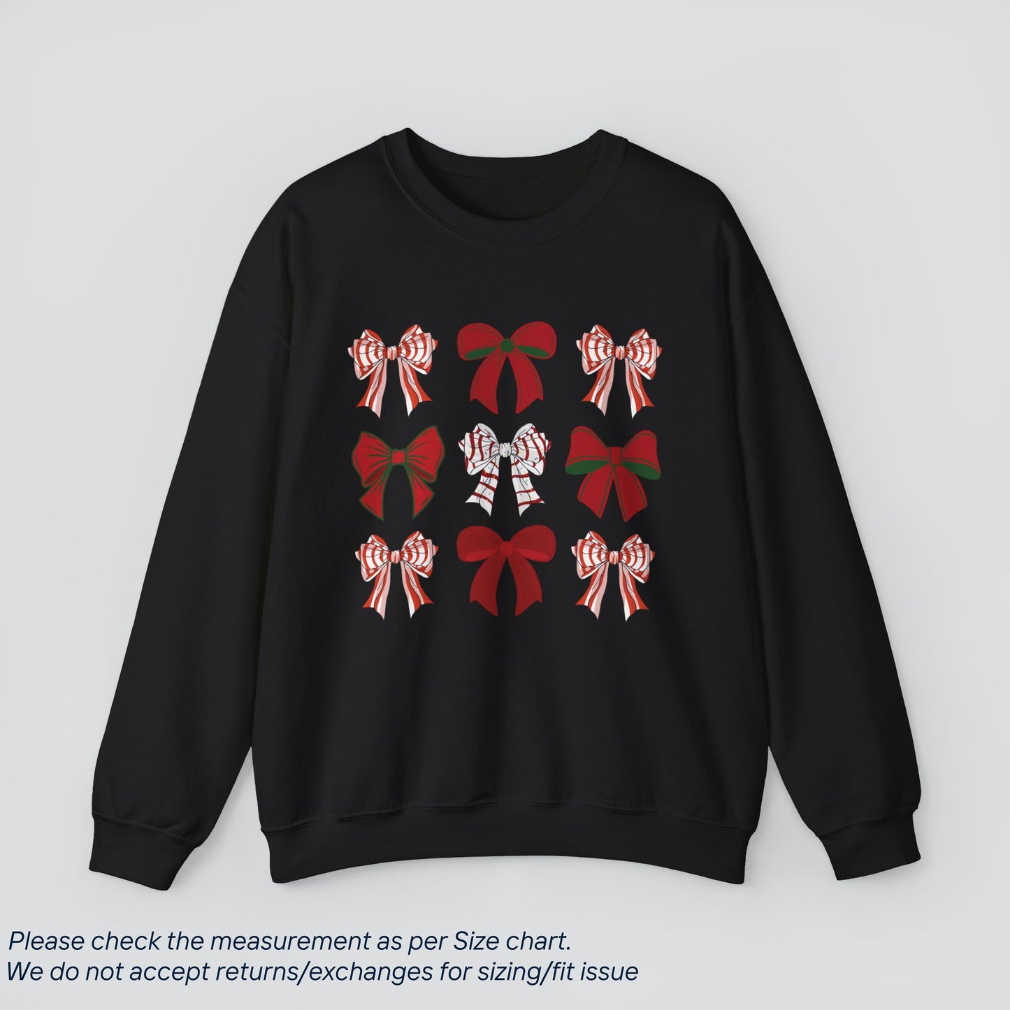 Christmas Bow Pattern Sweatshirt - Festive Holiday Gift  Premium US Cotton