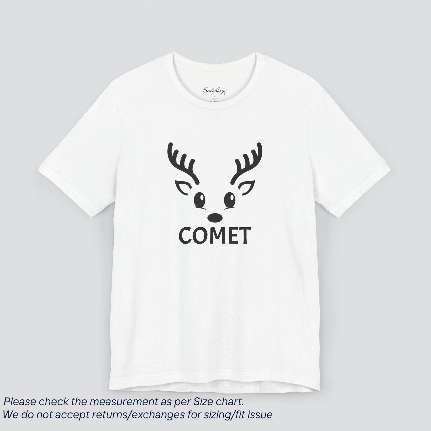 Comet's Christmas Spirit Reindeer Crew T-shirt Premium US Cotton