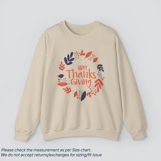 Happy Thanksgiving Sweatshirt - Fall Leaves Design  Premium US Cotton