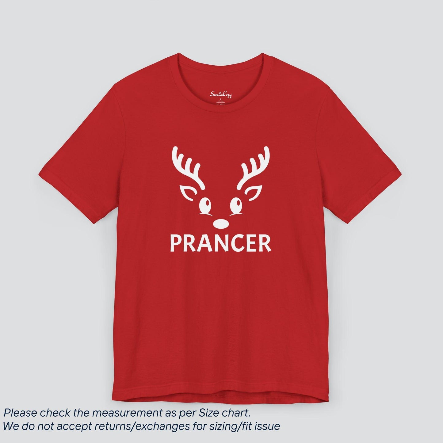 Prancer's Elegant Christmas Reindeer Crew T-shirt Premium US Cotton