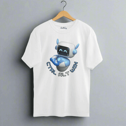 Video Game Lover's Ctrl Alt Win Oversized T-Shirt White front