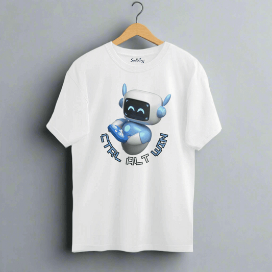 Video Game Lover's Ctrl Alt Win Oversized T-Shirt White front