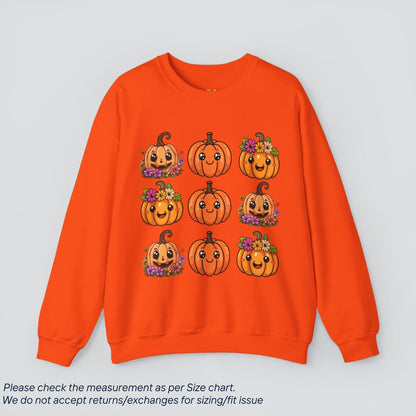 Cute Kawaii Halloween Floral Pumpkin Halloween Sweatshirt