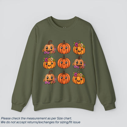 Cute Kawaii Halloween Floral Pumpkin Halloween Sweatshirt