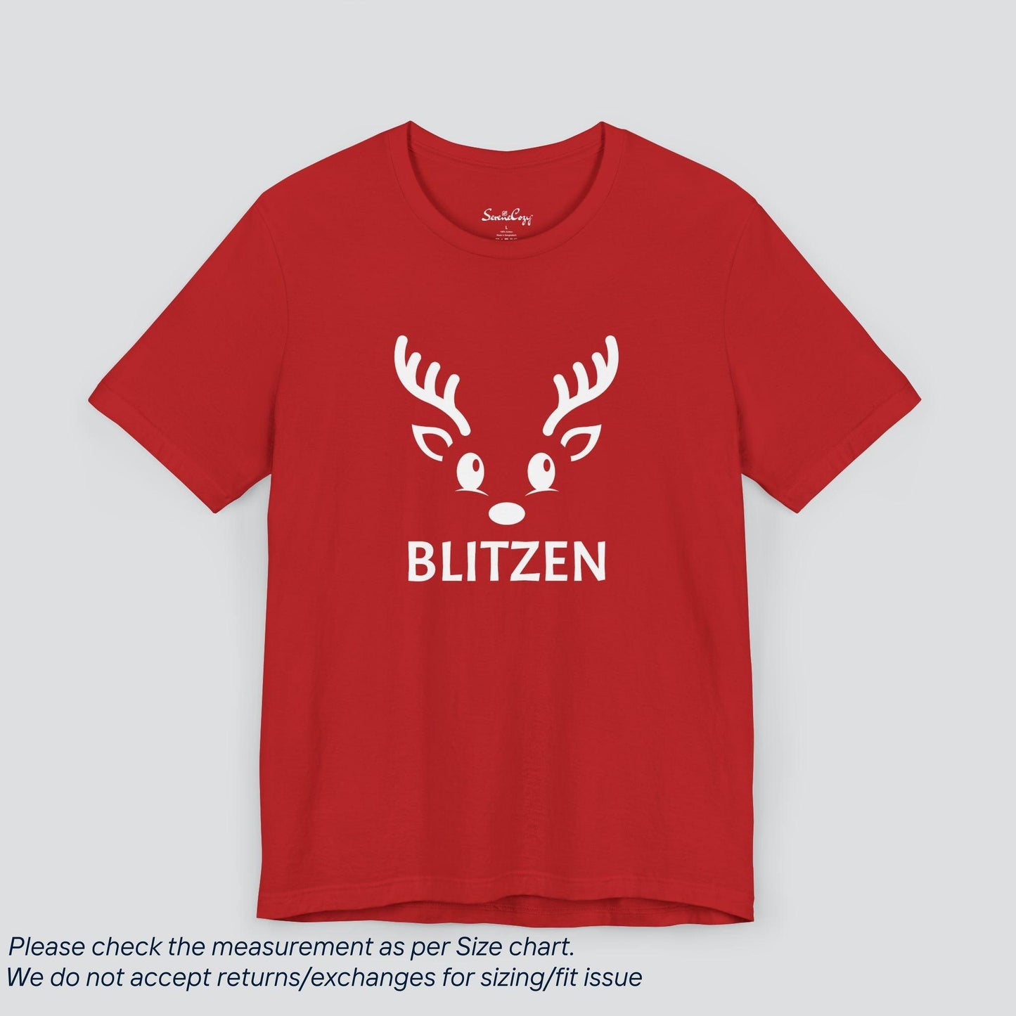 Blitzen Bolt Christmas Fastest Reindeer Crew T-shirt Premium US Cotton