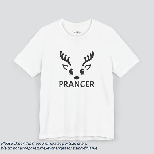 Prancer's Elegant Christmas Reindeer Crew T-shirt Premium US Cotton