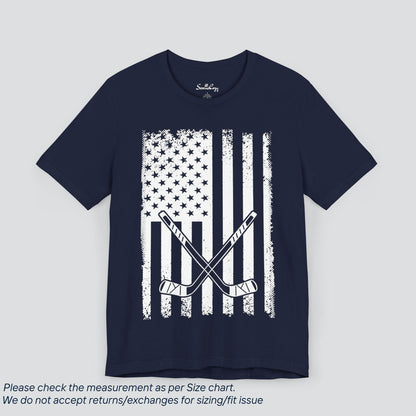 Patriotic USA Flag with Hockey T-Shirt - SereneCozy