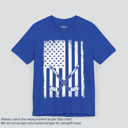 Patriotic USA Flag with Hockey T-Shirt - SereneCozy