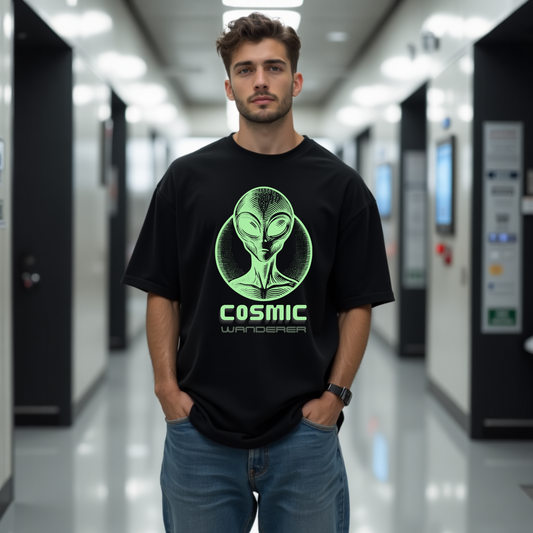 COSMIC Wanderer Alien Oversized Tshirt - Premium Indian