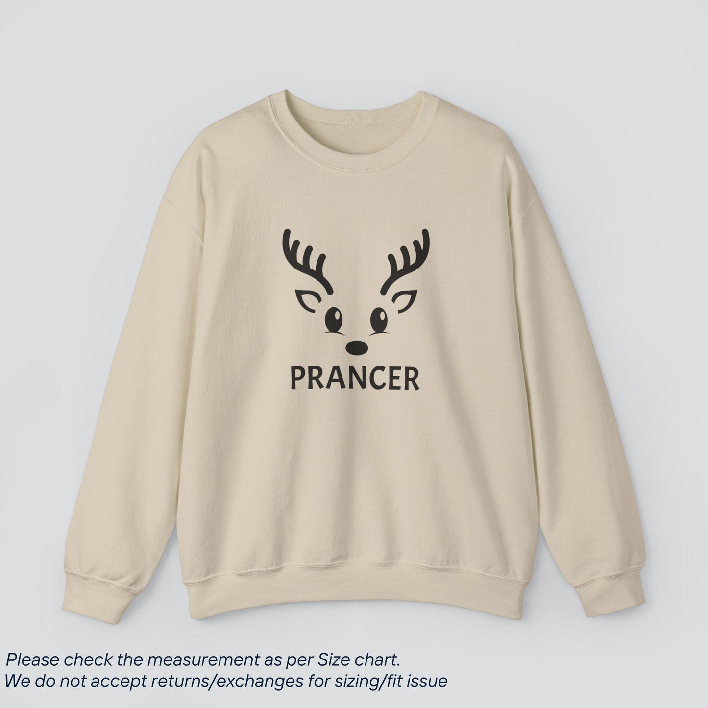 Prancer's Elegant Christmas Crew Sweatshirt - Cozy US Cotton