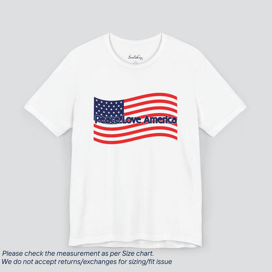 Patriotic Peace Love America T-Shirt - SereneCozy