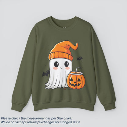 Cute Ghost Pumpkin Coffee Halloween Sweatshirt