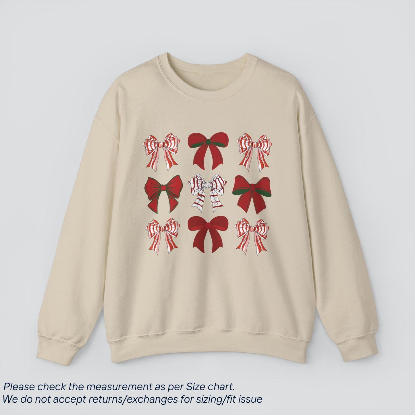 Christmas Bow Pattern Sweatshirt - Festive Holiday Gift  Premium US Cotton