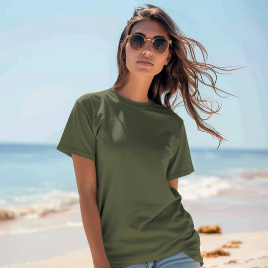 Classic Olive Green T-Shirt for Women | Premium Quality | SereneCozy