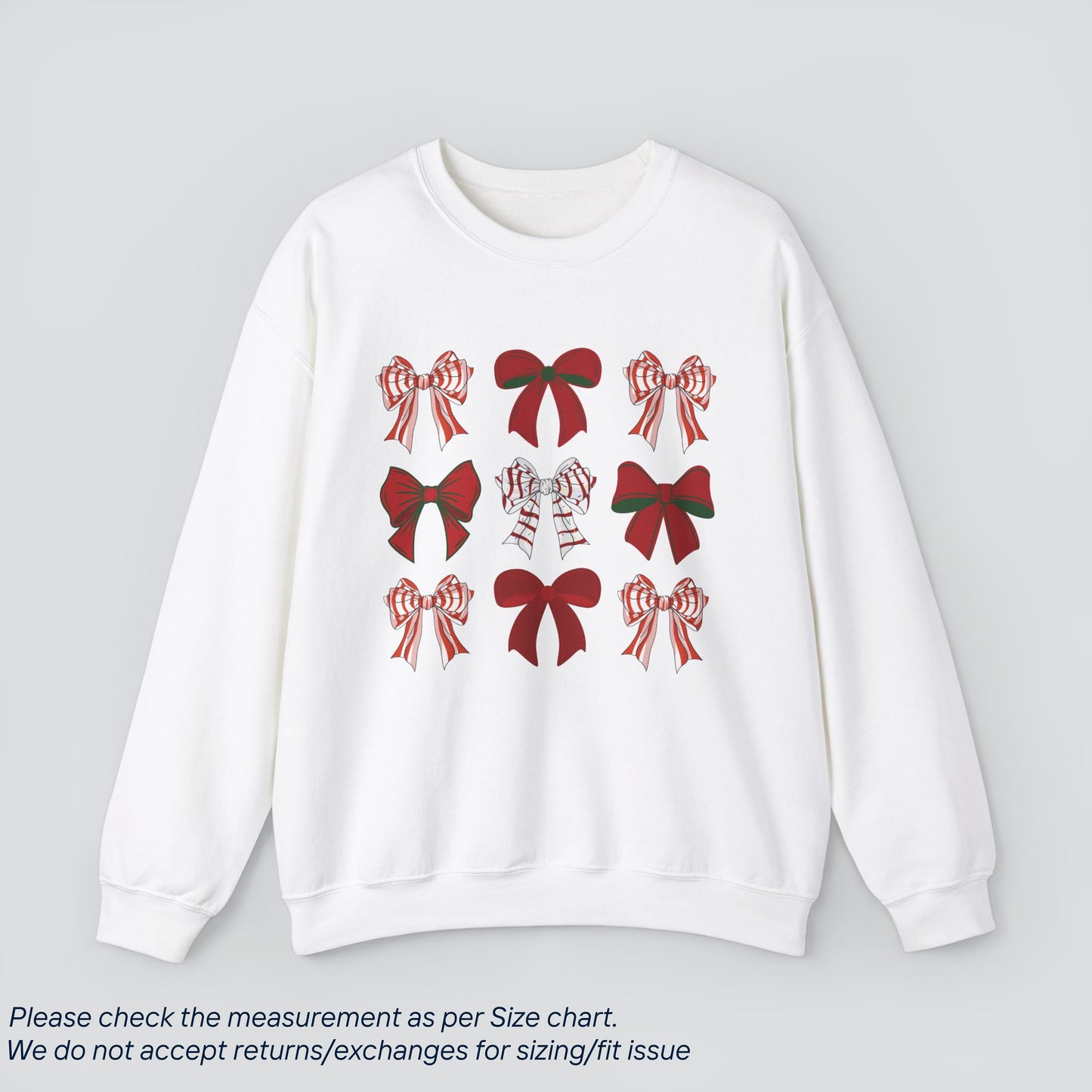 Christmas Bow Pattern Sweatshirt - Festive Holiday Gift  Premium US Cotton