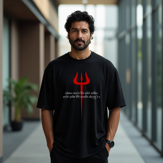Trishul Symbol Oversized Premium Tshirt