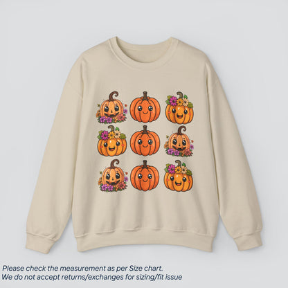 Cute Kawaii Halloween Floral Pumpkin Halloween Sweatshirt