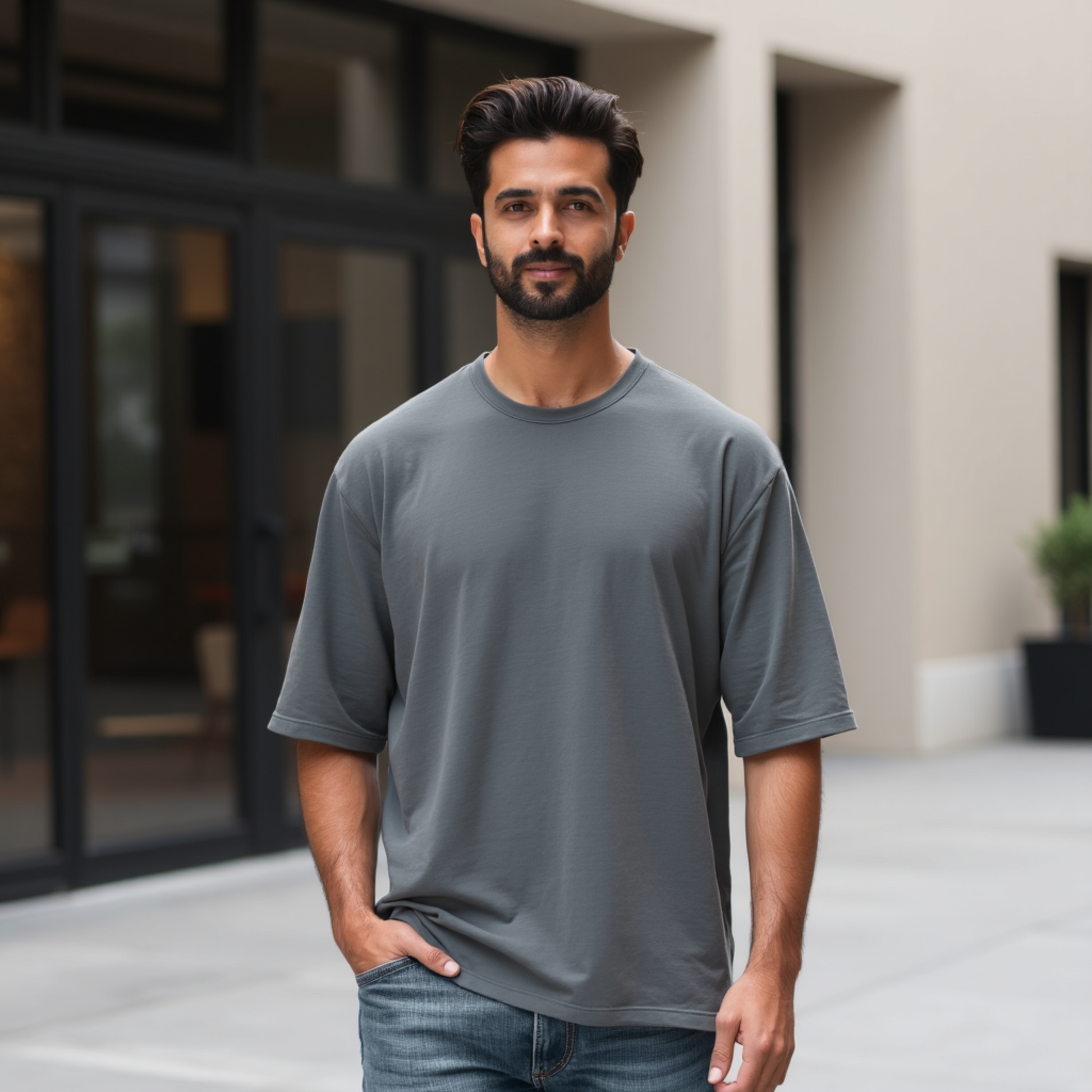 Premium Steel Grey Oversized T-shirt| Relaxed Fit