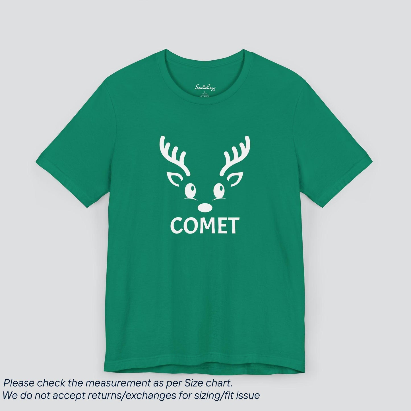 Comet's Christmas Spirit Reindeer Crew T-shirt Premium US Cotton