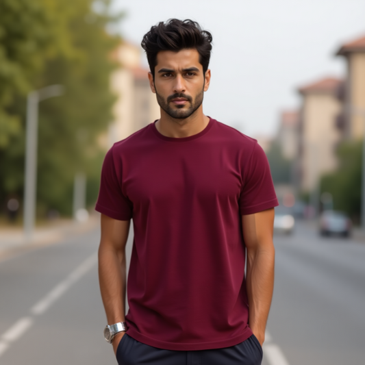 Classic Burgundy Color T-Shirt for Men | Premium Quality | SereneCozy