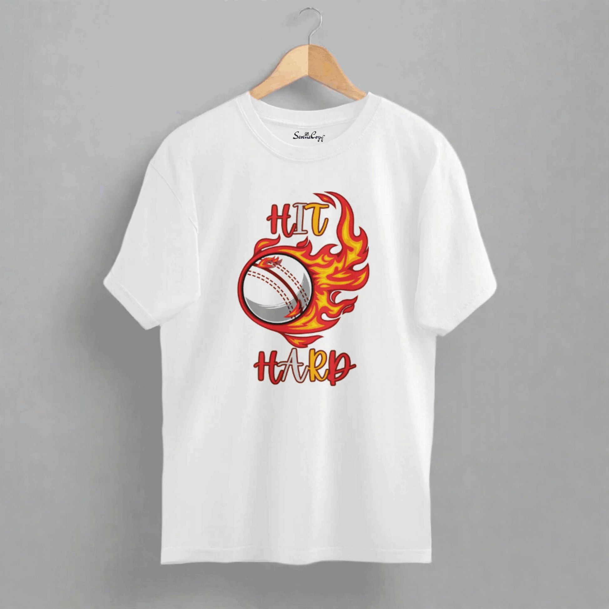 Cricket Lover's Hit Hard Oversized Tshirt White front