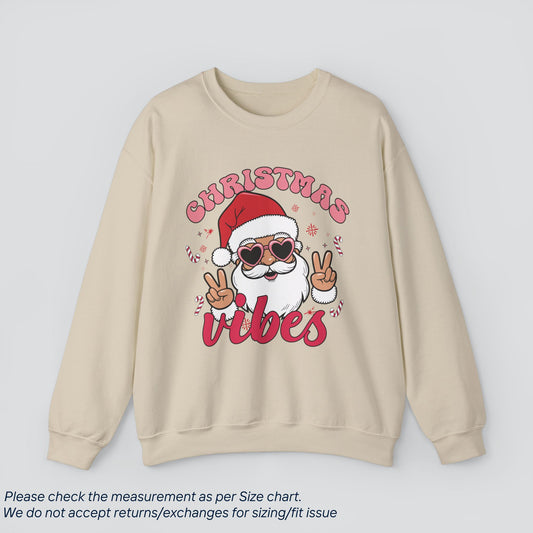 Christmas Vibes Sweatshirt - Cozy Holiday Spirit Sweatshirt Premium US Cotton