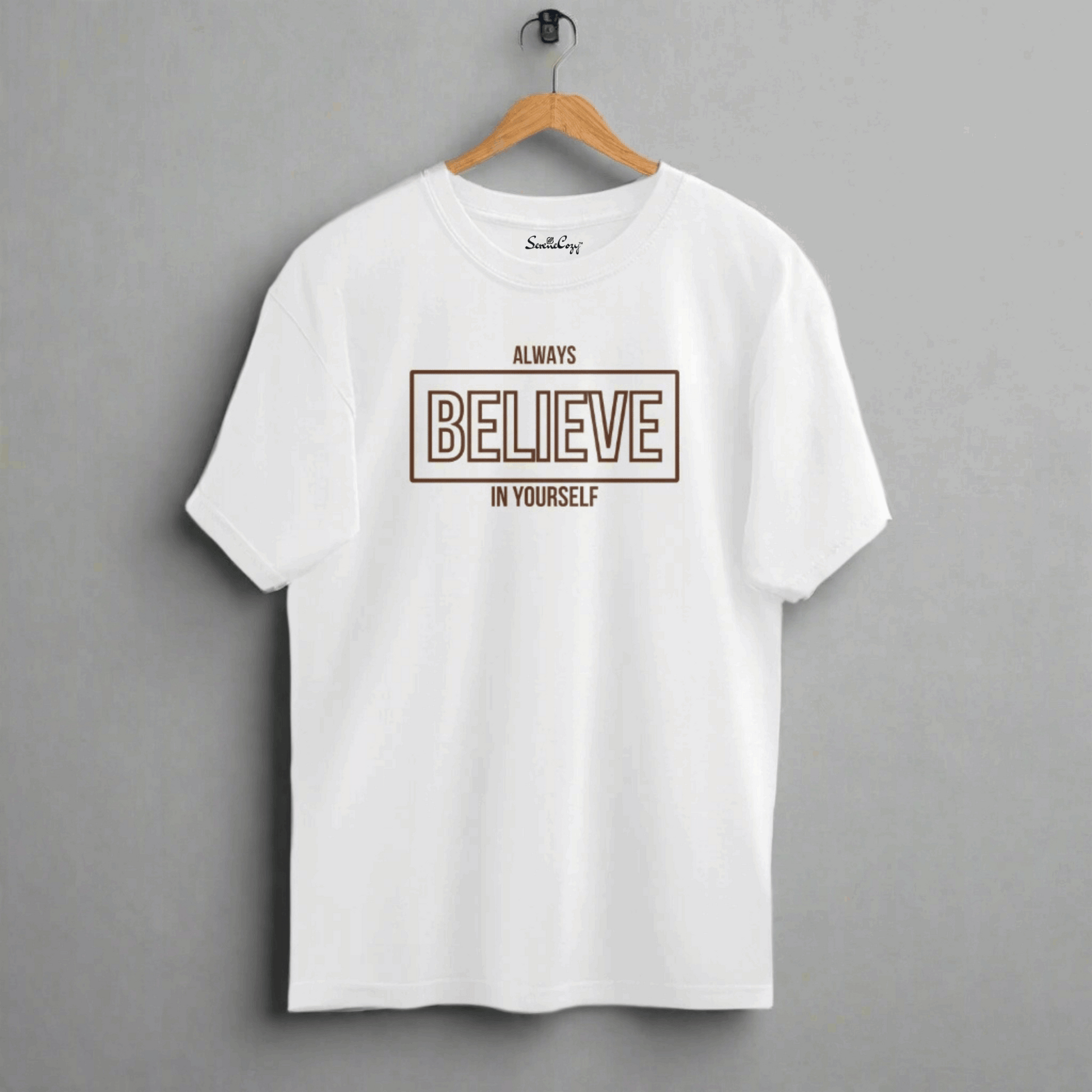 Self-Belief Believe in Yourself Motivational Oversized T-shirt White front