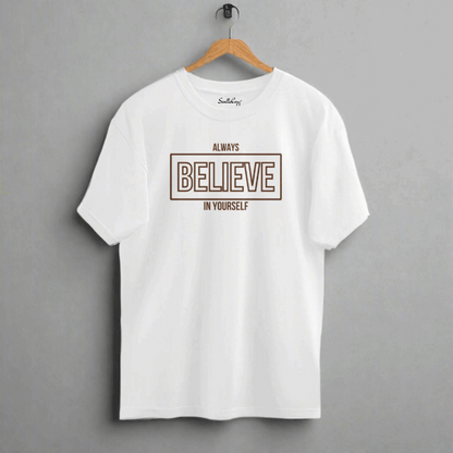 Self-Belief Believe in Yourself Motivational Oversized T-shirt White front