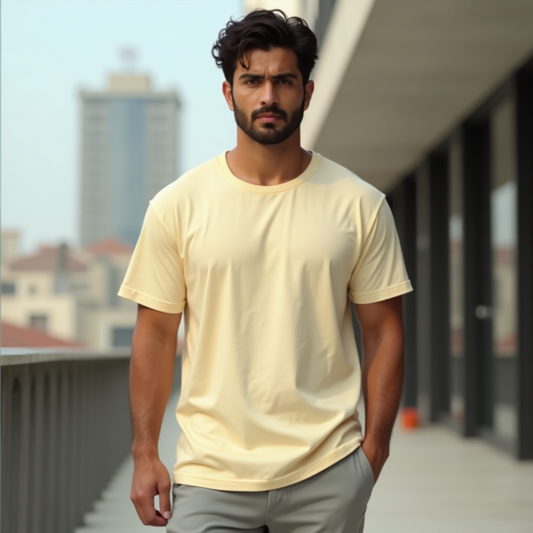 Classic Almond Color T-Shirt for Men | Premium Quality | SereneCozy
